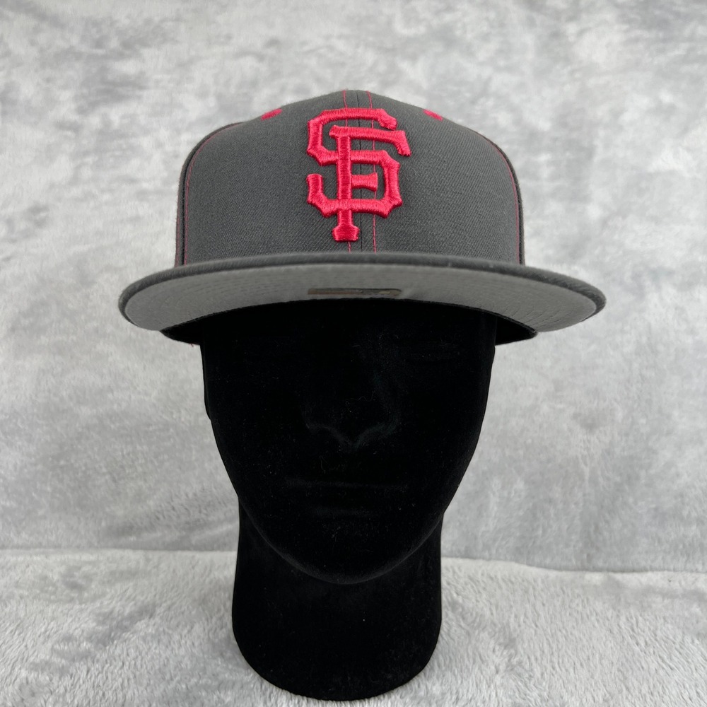 New Era SF Giants Fitted Hat 7 3/8 Grey Pink Men MLB Baseball Streetwear Cap